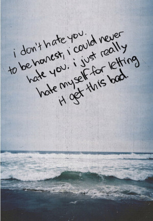 hate you, to be honest, I could never hate you. I just really hate ...
