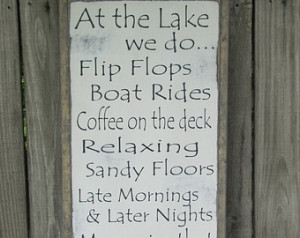 Lake Wood Sign Lake Rules Wo oden Sign At the Lake Wall Art Large Lake ...