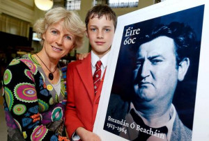 Brendan Behan's daughter Blanaid Walker and her son Rupert (13) at the ...