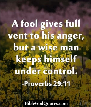 ... To His Anger, But A Wise Man Keeps Himself Under Control - Bible Quote