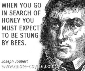 When you go in search of honey you must expect to be stung by bees ...