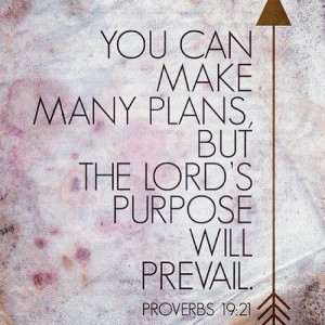 ... can make many plans but the lord s purpose will prevail proverbs 19 21