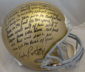 Rudy Ruettiger Autographed Notre Dame Full Size Helmet W/movie Quote