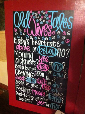 Gender Reveal Party! Old Wives Tales Chalkboard!