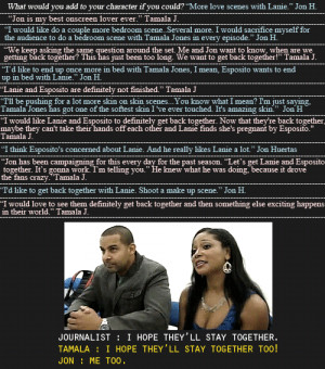 Tamala Jones and Jon Huertas quotes about Esplanie. They can’t let ...