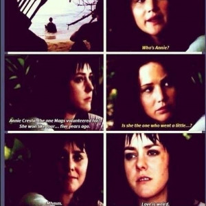 ahhhh Annie and Finnick...I just realised why Johanna shuddered when ...