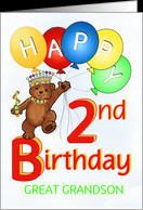 Happy 2nd Birthday Royal Teddy Bear for Great Grandson card - Product ...