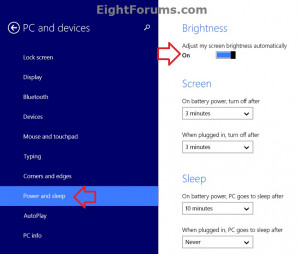 Adaptive Brightness - Turn On or Off in Windows 8