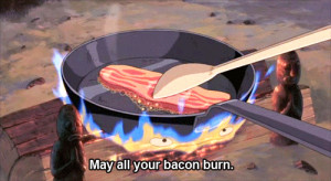 LOL funny anime food movie fire bacon cook Howls Moving Castle