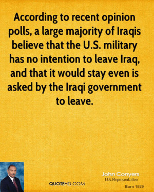 According to recent opinion polls, a large majority of Iraqis believe ...
