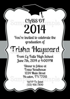 Printable Graduation Class of 2014 Personalized Party Invitation ...