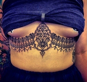 Back > Tattoo's For > Lace Sternum Tattoo