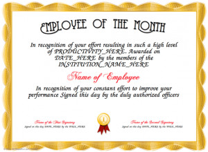 Employee of the Month - Here is our free Certificate for your Employee ...