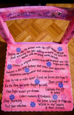 Custom Horah chair with words and quotes