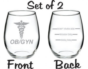 Etched OB/GYN Gynecologist Glass Se t of 2 FREE Personalization ...