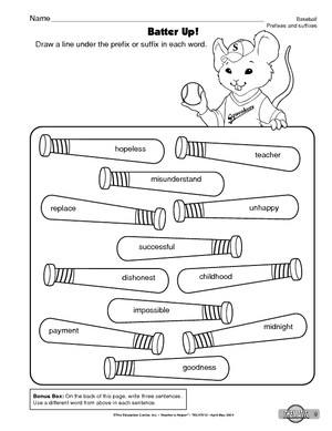 Printable Suffixes Worksheets