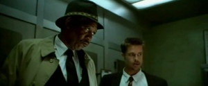 Morgan Freeman (William Somerset) and Brad Pitt (David Mills) in Seven ...