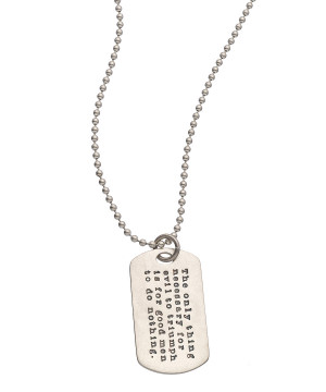 Metal Pressions Sterling Silver Quote Dog Tag Pendant Necklace