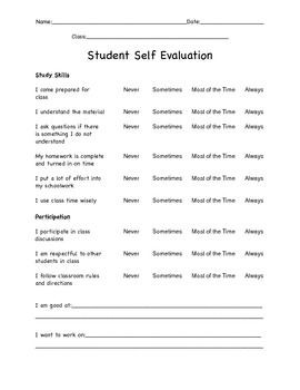 ... , Classroom Ideas, Evaluation Reflections, Student Self Evaluations