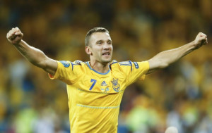 Andriy Shevchenko, con la maglia dell'Ucraina