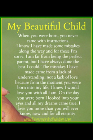 Message to my child. Lovely.