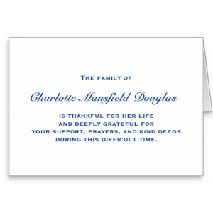 Bereavement and Sympathy Thank You Notes Card