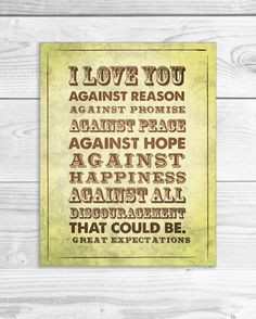 Great Expectations Quote Art Print, Love Quote, Wedding Sign ...
