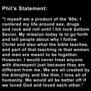 Statement of Phil Robertson of Duck Dynasty