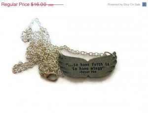 Wing necklace, quote necklace, peter pan, Once upon a time, fairytale ...