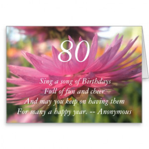 80th Birthday Quote Pink Paper Daisy Card Greeting Card