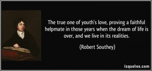 The true one of youth's love, proving a faithful helpmate in those ...