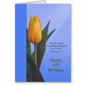 Birthday, 80th, Golden Tulip Flower Greeting Cards