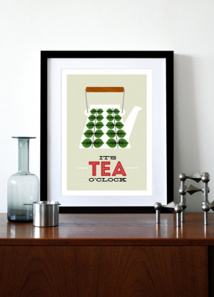 Mid Century Modern poster print Stig Lindberg retro tea coffee kitchen ...