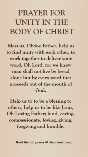 Prayer for Unity in the Body of Christ, in the Church