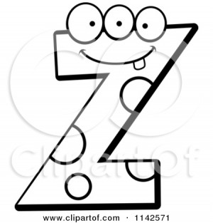 1142571-Cartoon-Clipart-Of-A-Black-And-White-Alien-Letter-Z-Vector ...