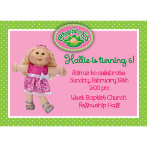 Cabbage Patch Birthday Invitation-Cabbage Patch