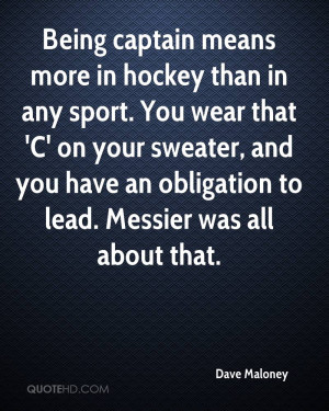 Being captain means more in hockey than in any sport. You wear that 'C ...