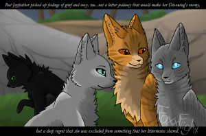 time it is of hollyleaf, dovewing, lionblaze and jayfeather. the quote ...