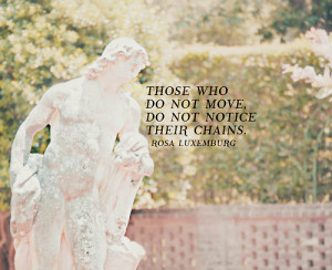 Those who do not move, do not notice their chains.