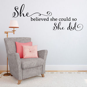She-Believed-Phrase-Letter-Word-Art-Vinyl-Decal-wall-quote-sticker ...