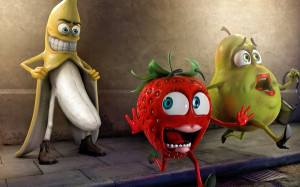 funny bananas strawberries exhibitionism pear Wallpaper