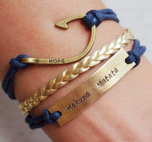 Engraved quote bracelet, quote bracelet, id bracelet, fish hook ...