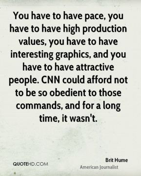 Hume - You have to have pace, you have to have high production values ...