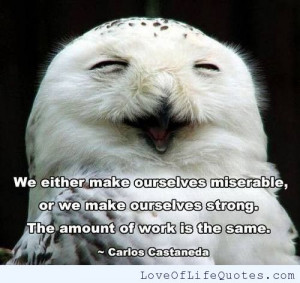 ... miserable, or we make ourselves strong...