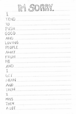 text writing sorry i'm sorry push people away