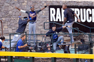 Norm Hall/Getty Images Dodgers players celebrate in the D-backs' pool ...