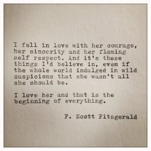 Scott Fitzgerald Love Quote Made On Typewriter