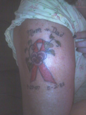 Mom & Dad – Memorial Flower And Ribbon Tattoo