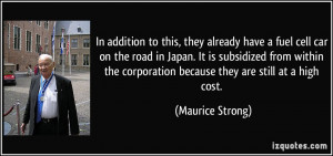 already have a fuel cell car on the road in Japan. It is subsidized ...