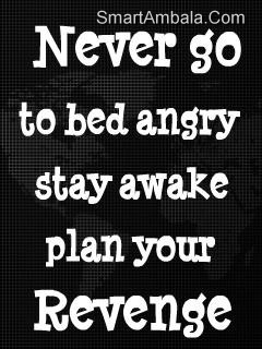 Never go to bed angry stay awake plan your revenge.